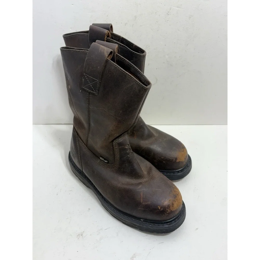 Men's Timberland Pro Helix HD Pull On Waterproof Brown Boots Size 7 Extra Wide